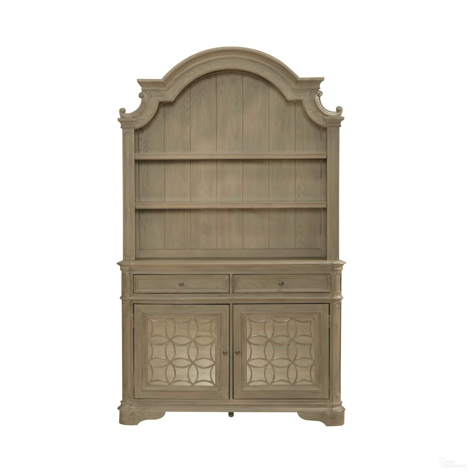 The appearance of Magnolia Manor Hutch and Buffet In Weathered Bisque designed by Liberty in the traditional interior design. This weathered bisque piece of furniture was selected by 1StopBedrooms from Magnolia Manor Collection to add a touch of cosiness and style into your home. Sku: 244N-CB5692;244N-CH5692. Material: Poplar Solid.