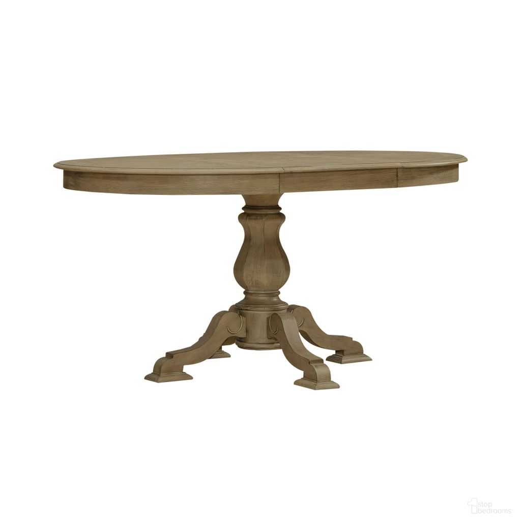The appearance of Magnolia Manor Pedestal Table Set In Weathered Bisque designed by Liberty in the traditional interior design. This weathered bisque piece of furniture was selected by 1StopBedrooms from Magnolia Manor Collection to add a touch of cosiness and style into your home. Sku: 244N-P4260;244N-T4260. Table Base Style: Pedestal. Table Top Shape: Oval. Size: 60" x 42". Material: Poplar Solid.