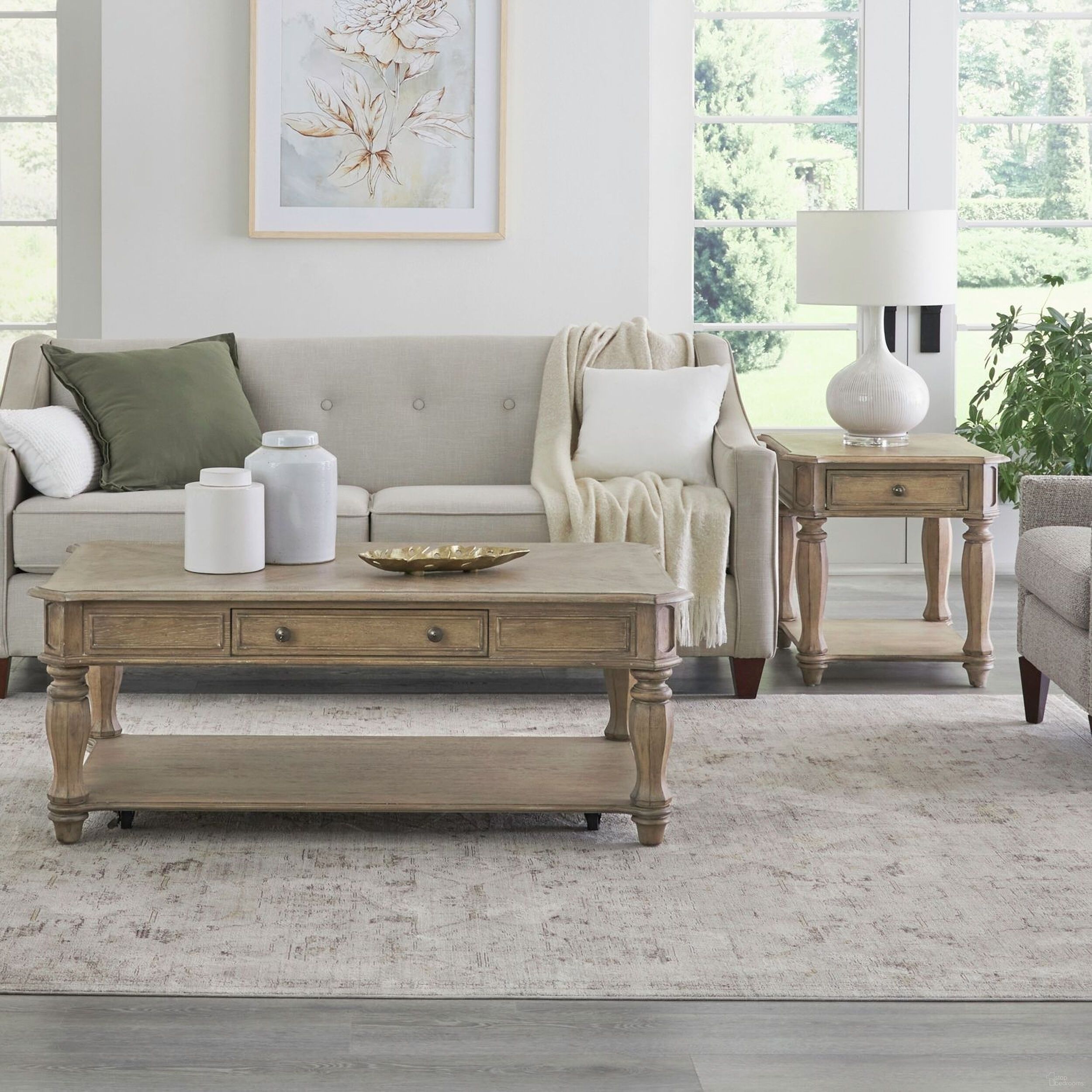 The appearance of Magnolia Manor Rectangular Occasional Table Set In Bisque designed by Liberty in the traditional interior design. This bisque piece of furniture was selected by 1StopBedrooms from Magnolia Manor Collection to add a touch of cosiness and style into your home. Sku: 244N-OT1010;244N-OT1020. Material: Poplar.