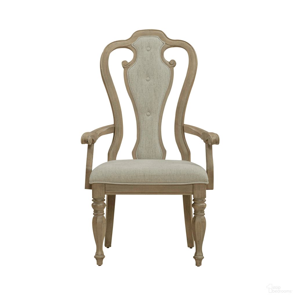 The appearance of Magnolia Manor Splat Back Arm Chair Set of 2 In Weathered Bisque designed by Liberty in the traditional interior design. This bisque piece of furniture was selected by 1StopBedrooms from Magnolia Manor Collection to add a touch of cosiness and style into your home. Sku: 244N-C2501A. Material: Poplar. Chair Type: Arm Chair.