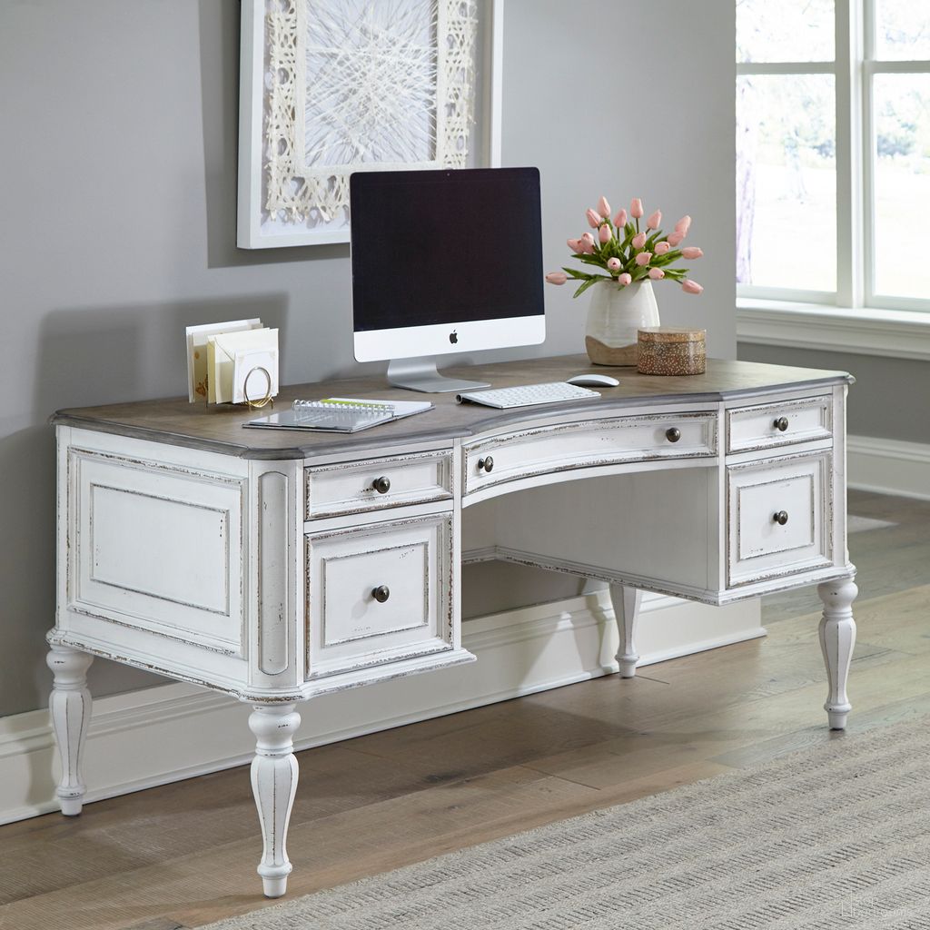 The appearance of Magnolia Manor Writing Desk In White designed by Liberty in the traditional interior design. This white piece of furniture was selected by 1StopBedrooms from Magnolia Manor Collection to add a touch of cosiness and style into your home. Sku: 244-HO110. Material: Rubberwood.