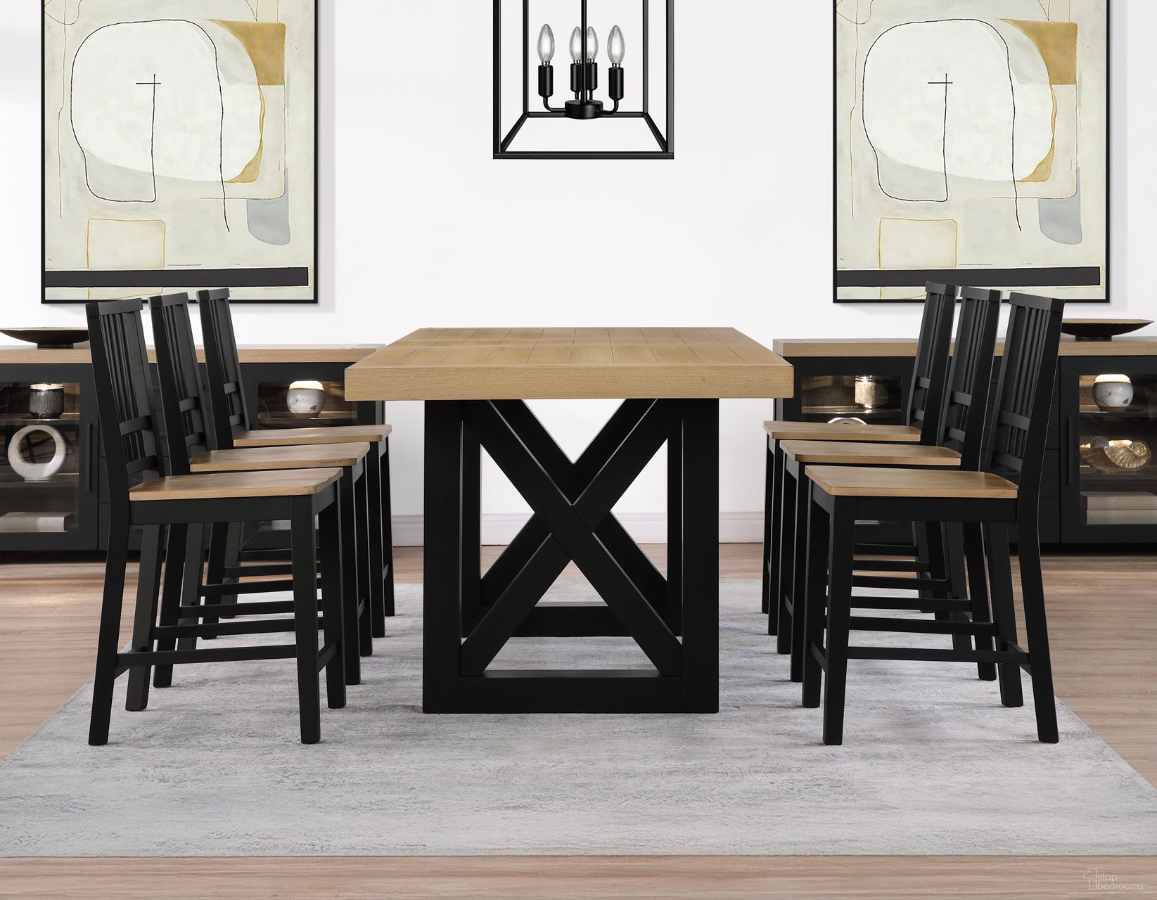 The appearance of Magnolia Rectangular Counter Height Dining Set In Brown and Black designed by Steve Silver in the modern / contemporary interior design. This brown/black piece of furniture  was selected by 1StopBedrooms from Magnolia Collection to add a touch of cosiness and style into your home. Sku: MM500PTT;MM500KPTB;MM500CC. Table Top Shape: Rectangular. Size: 40" x 80". Material: Acacia.
