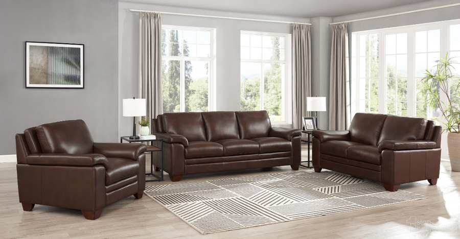 The appearance of Magnum Leather Living Room Set In Chestnut designed by Hydeline in the transitional interior design. This chestnut piece of furniture was selected by 1StopBedrooms from Magnum Collection to add a touch of cosiness and style into your home. Sku: 69196-30V01-LP2033;69196-20V01-LP2033. Material: Leather.