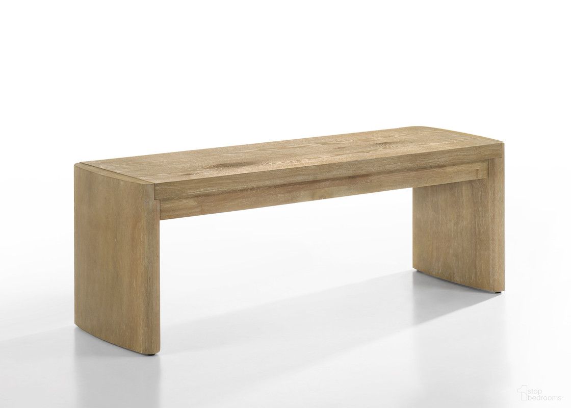 The appearance of Magnus 50.5 Inch Wooden Dining Bench In Oak designed by Lilola Home in the modern / contemporary interior design. This oak piece of furniture was selected by 1StopBedrooms from Magnus Collection to add a touch of cosiness and style into your home. Sku: 30035-BENCH. Material: Wood.
