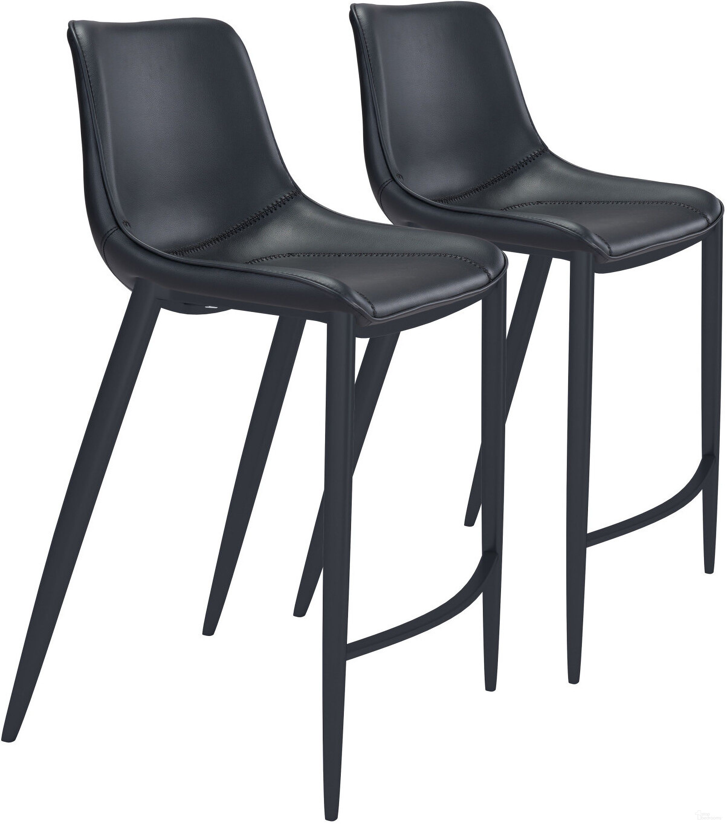 The appearance of Magnus Barstool Set of 2 In Black designed by Zuo Modern in the modern / contemporary interior design. This black piece of furniture was selected by 1StopBedrooms from Magnus Collection to add a touch of cosiness and style into your home. Sku: 101923. Material: Polyurethane.