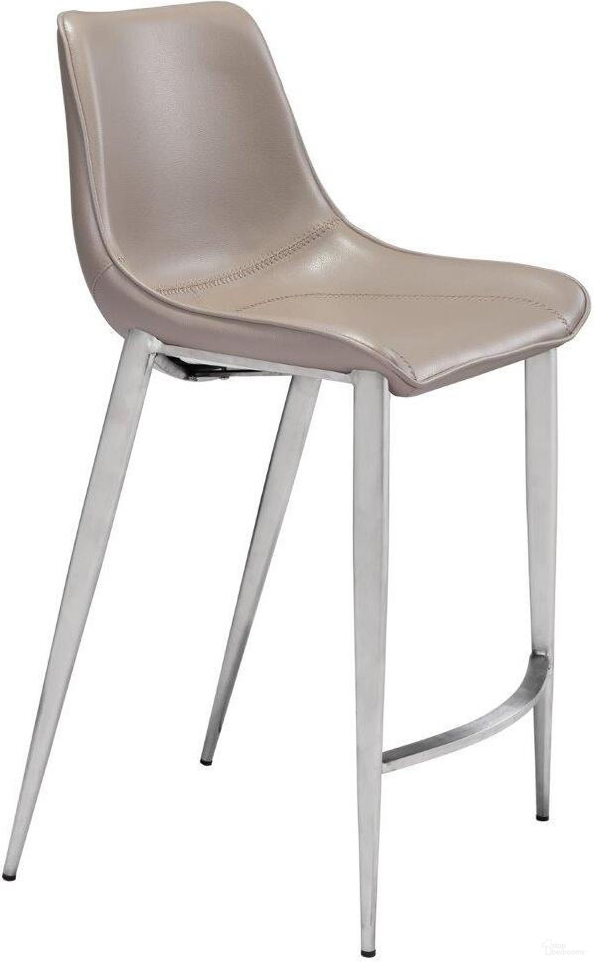 The appearance of Magnus Counter Stool Set of 2 In Brown and Silver designed by Zuo Modern in the modern / contemporary interior design. This brown/silver piece of furniture  was selected by 1StopBedrooms from Magnus Collection to add a touch of cosiness and style into your home. Sku: 102028. Material: Polyurethane.