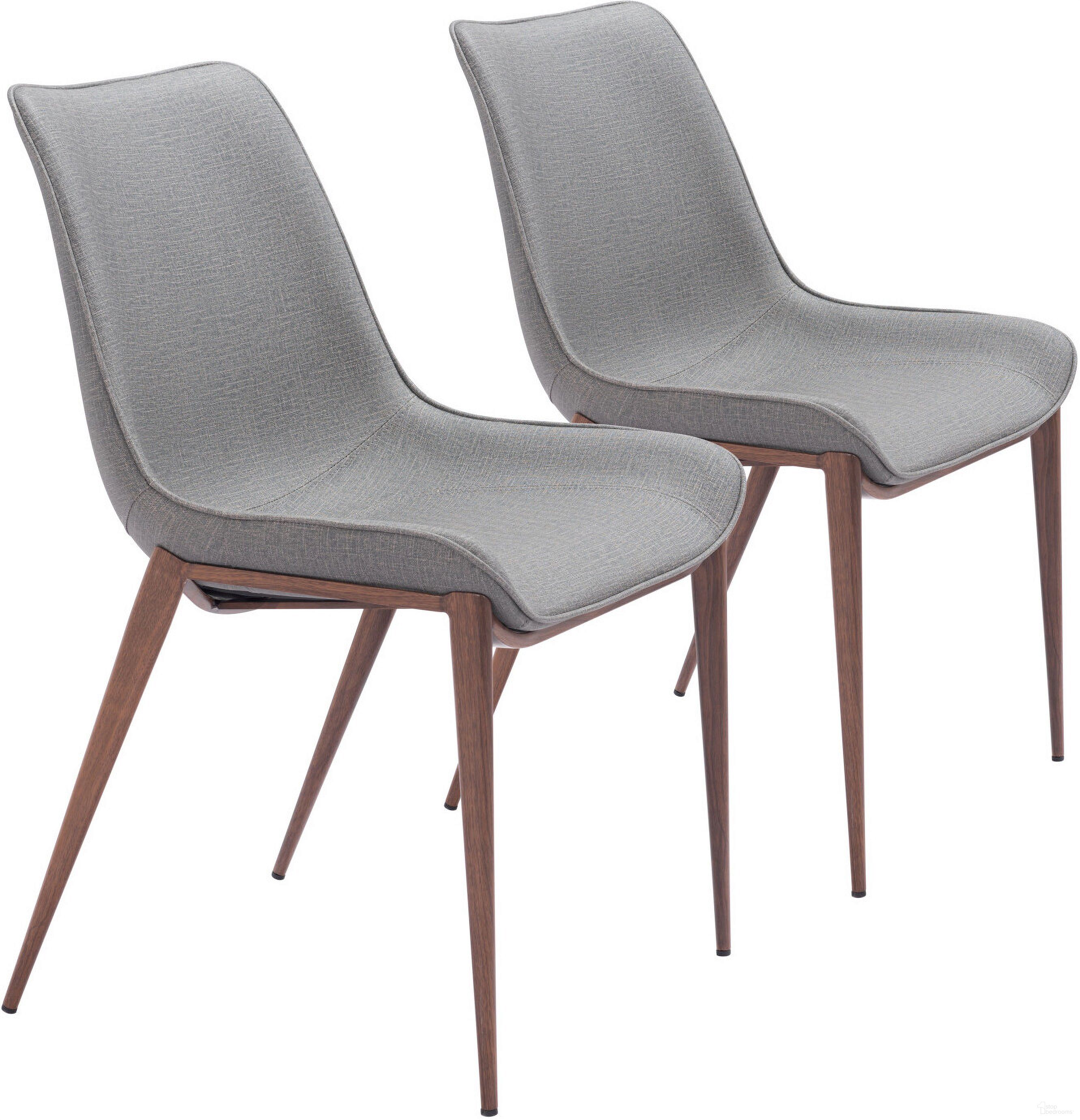 The appearance of Magnus Dining Chair Set of 2 In Slate Gray and Walnut designed by Zuo Modern in the modern / contemporary interior design. This slate piece of furniture was selected by 1StopBedrooms from Magnus Collection to add a touch of cosiness and style into your home. Sku: 109934. Material: Polyurethane. Chair Type: Side Chair.