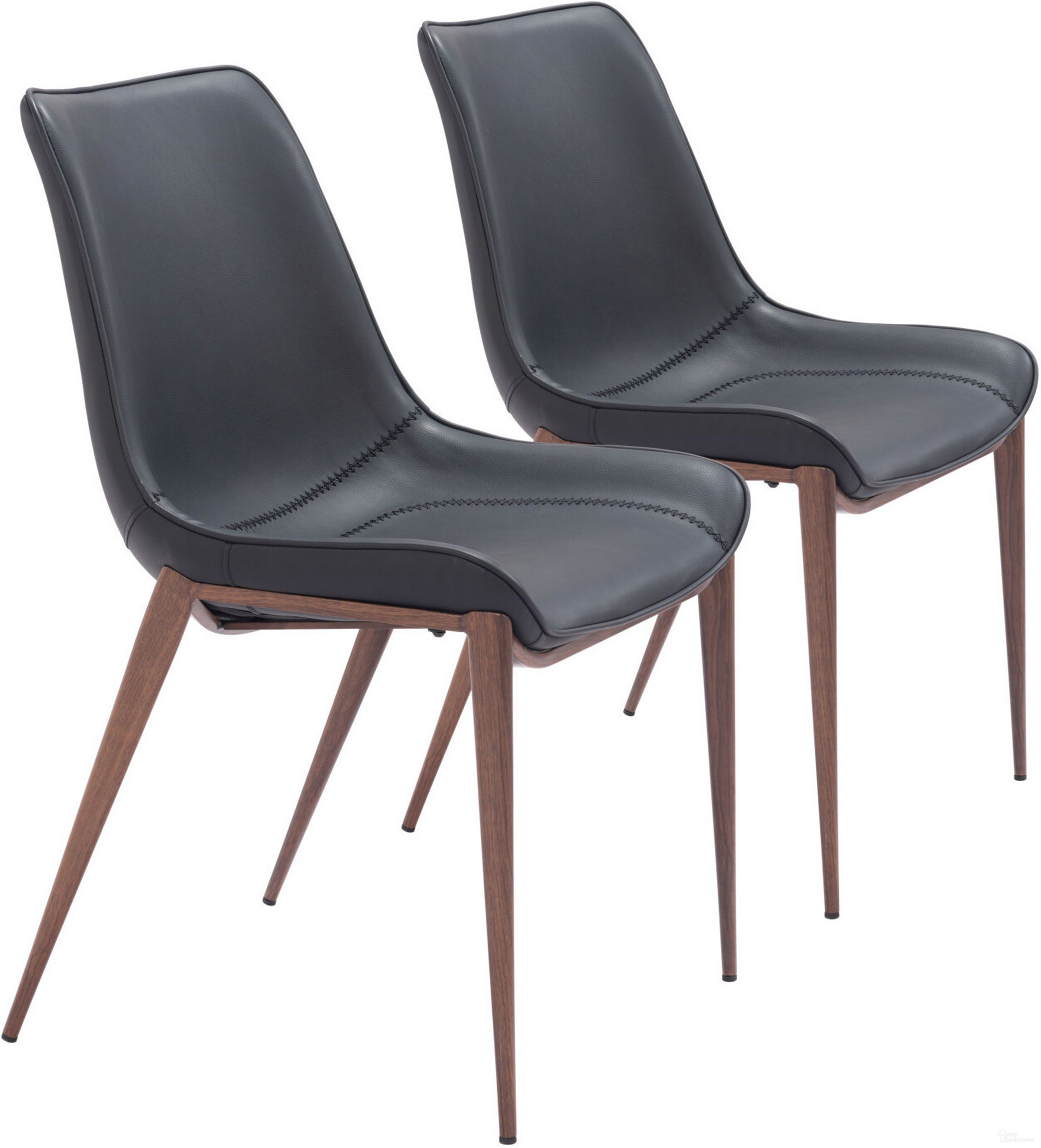 Magnus Dining Chair Set of 2 In Black and Walnut