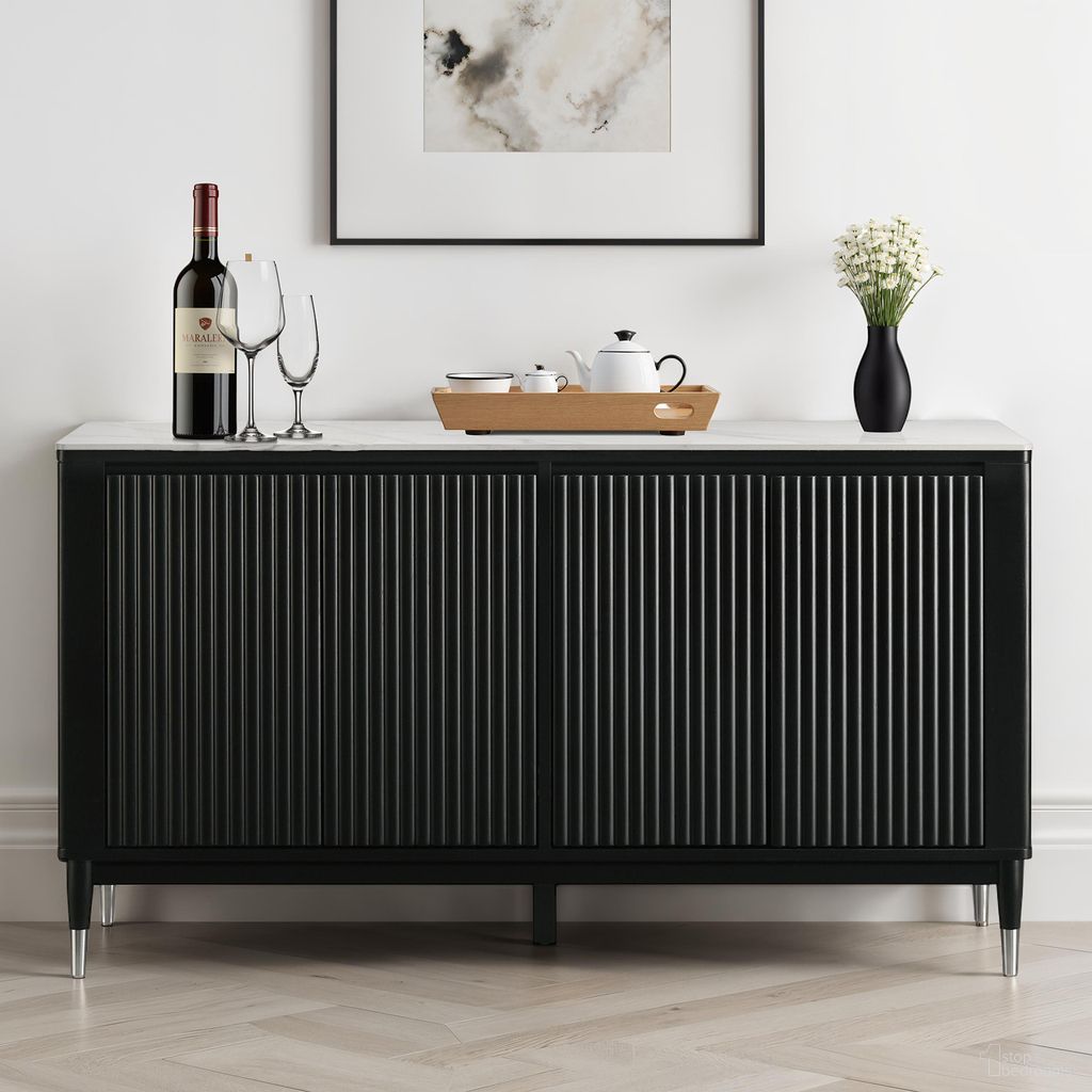 The appearance of Maidstone Server In Black and White designed by Furniture of America in the modern / contemporary interior design. This black/white piece of furniture was selected by 1StopBedrooms from Maidstone Collection to add a touch of cosiness and style into your home. Sku: FM32001BK-SV. Material: Stone.