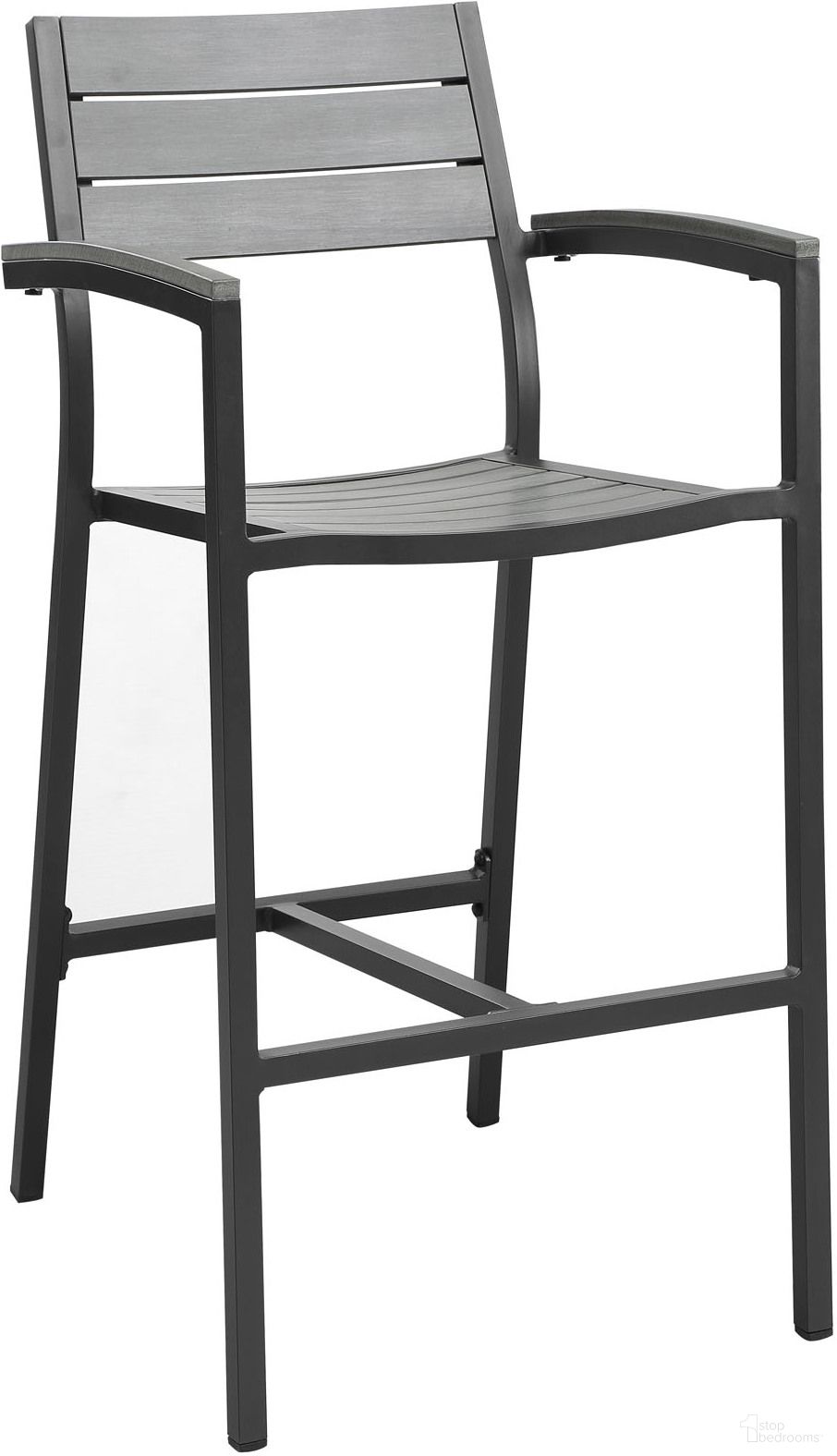 The appearance of Maine Brown and Gray Outdoor Patio Bar Stool designed by Modway in the modern / contemporary interior design. This brown and gray piece of furniture  was selected by 1StopBedrooms from Maine Collection to add a touch of cosiness and style into your home. Sku: EEI-1510-BRN-GRY. Material: Aluminum.