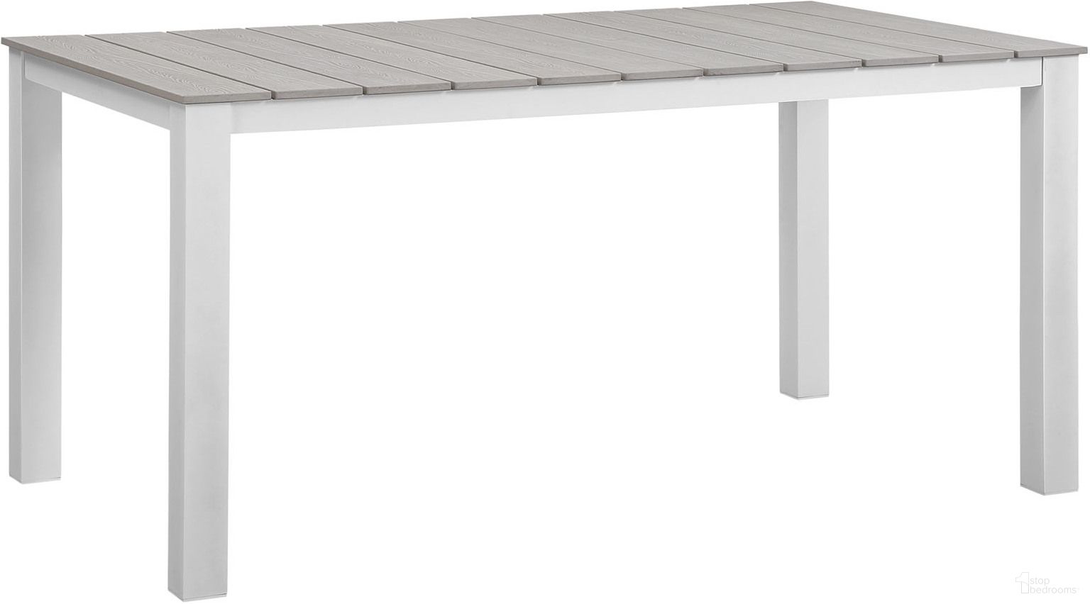 The appearance of Maine White Light Gray 63 Inch Outdoor Patio Dining Table designed by Modway in the modern / contemporary interior design. This white light gray piece of furniture was selected by 1StopBedrooms from Maine Collection to add a touch of cosiness and style into your home. Sku: EEI-1507-WHI-LEGS;EEI-1508-WHI-LGR-2. Material: Wood. Table Top Shape: Rectangular.