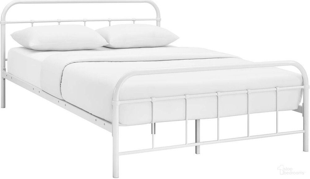The appearance of Maisie Queen Stainless Steel Bed Frame In White designed by Modway in the modern / contemporary interior design. This white piece of furniture was selected by 1StopBedrooms from Maisie Collection to add a touch of cosiness and style into your home. Sku: MOD-5533-WHI-1;MOD-5533-WHI-2. Material: Steel. Bed Size: Queen.