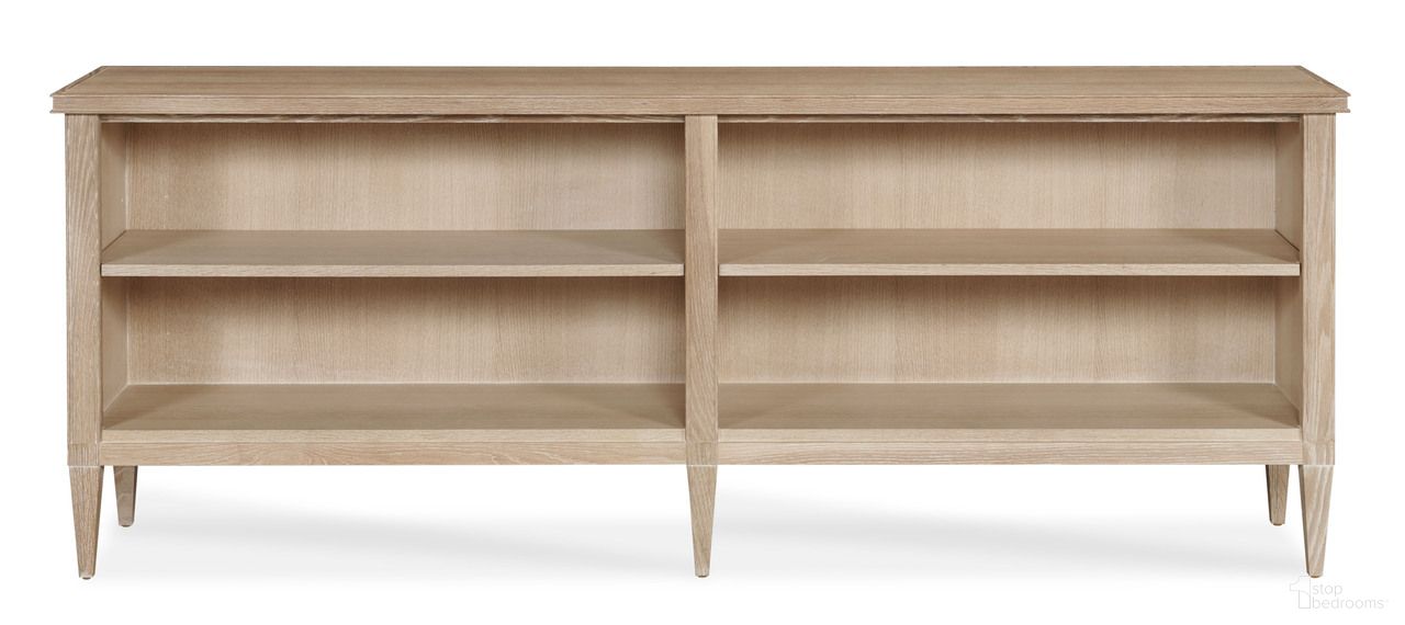 The appearance of Maison '47 Stocked Bookcase In Natural designed by Century Furniture in the transitional interior design. This natural piece of furniture was selected by 1StopBedrooms from Maison '47 Collection to add a touch of cosiness and style into your home. Sku: 89A-727-V1. Material: Oak Veneer.