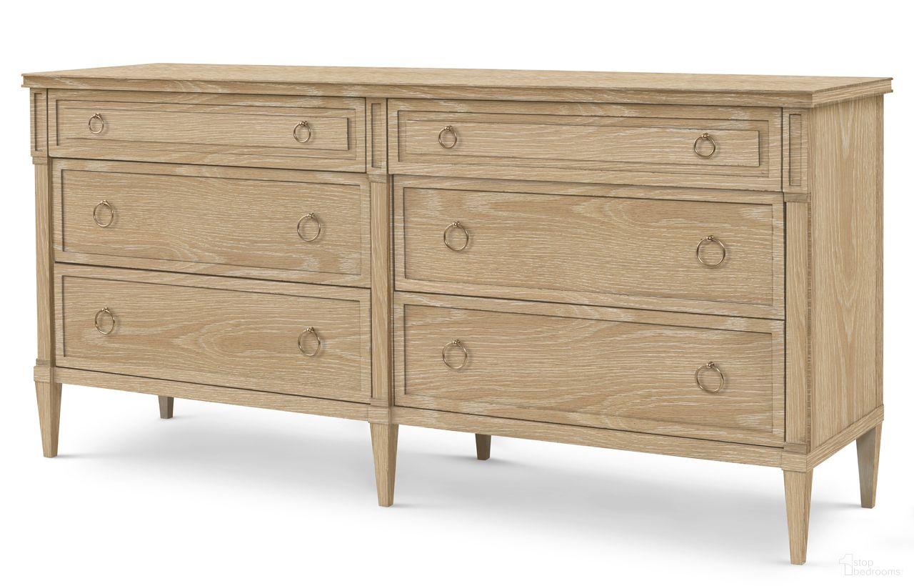 The appearance of Maison '47 Stocked Double Dresser In Natural designed by Century Furniture in the transitional interior design. This natural piece of furniture was selected by 1StopBedrooms from Maison '47 Collection to add a touch of cosiness and style into your home. Sku: 89A-206-V1. Material: Oak Veneer.