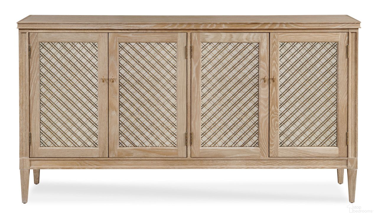 The appearance of Maison '47 Stocked Mesh Front Sideboard In Natural designed by Century Furniture in the transitional interior design. This natural piece of furniture was selected by 1StopBedrooms from Maison '47 Collection to add a touch of cosiness and style into your home. Sku: 89A-403-V1. Material: Oak Veneer.