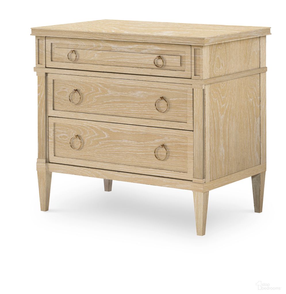 The appearance of Maison '47 Stocked Nightstand In Natural designed by Century Furniture in the transitional interior design. This natural piece of furniture was selected by 1StopBedrooms from Maison '47 Collection to add a touch of cosiness and style into your home. Sku: 89A-224-V1. Material: Oak Veneer.