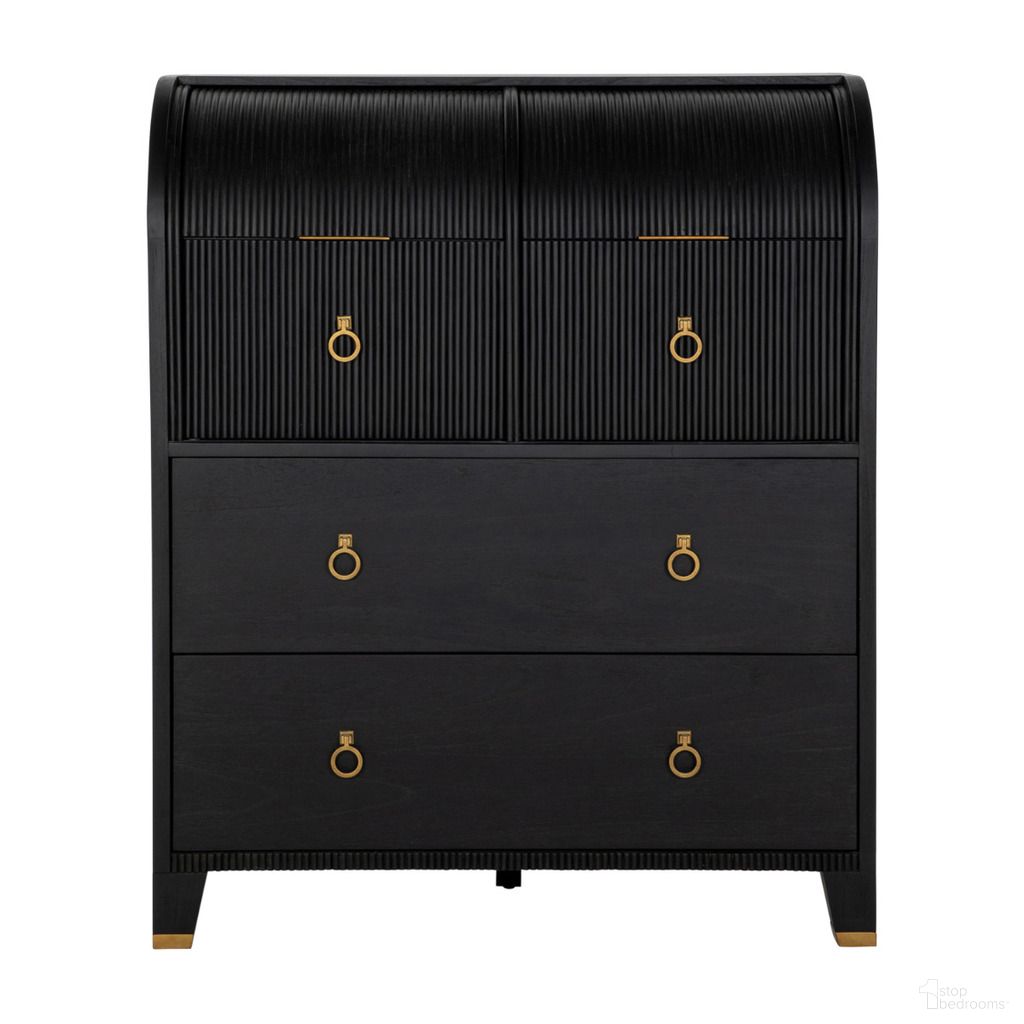 Maison Chest In Brushed Black and Stained Gold