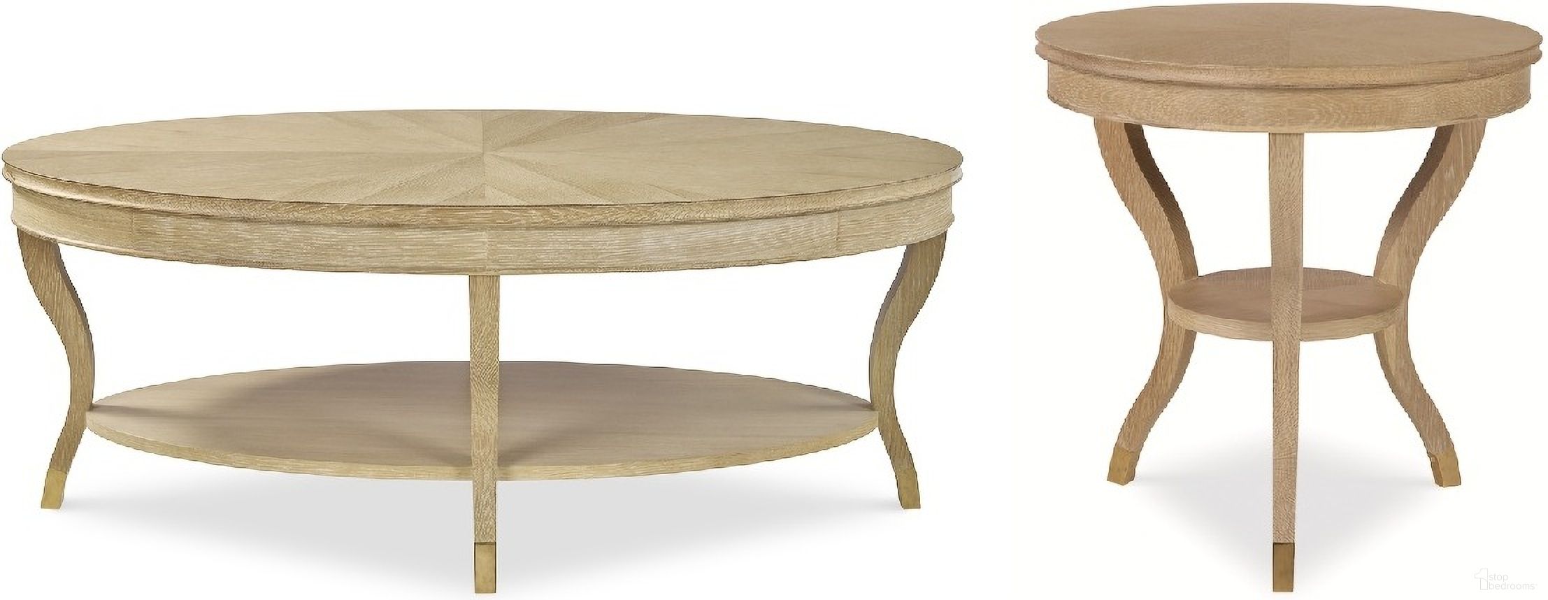 The appearance of Maison Oval Occasional Table Set In Natural designed by Century Furniture in the transitional interior design. This natural piece of furniture  was selected by 1StopBedrooms from Maison '47 Collection to add a touch of cosiness and style into your home. Sku: 89A-607-V1;89A-626-V1. Material: Oak Veneer.