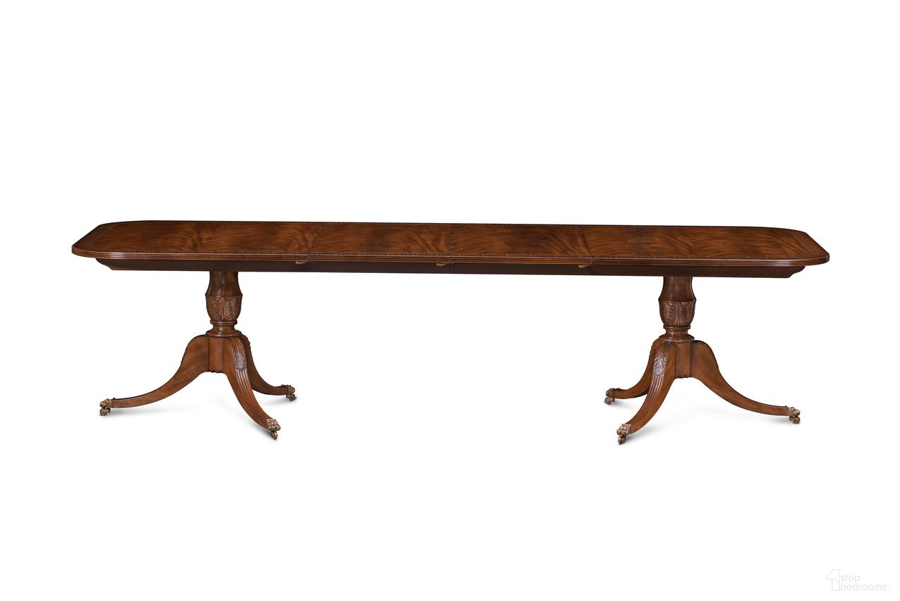 The appearance of Bleached Reeded Dining Table In Brown designed by Maitland-Smith in the traditional interior design. This brown piece of furniture was selected by 1StopBedrooms from Maitland Smith Collection to add a touch of cosiness and style into your home. Sku: 89-0709. Table Base Style: Double Pedestal. Material: Wood. Table Top Shape: Rectangular. Size: 46" x 75".