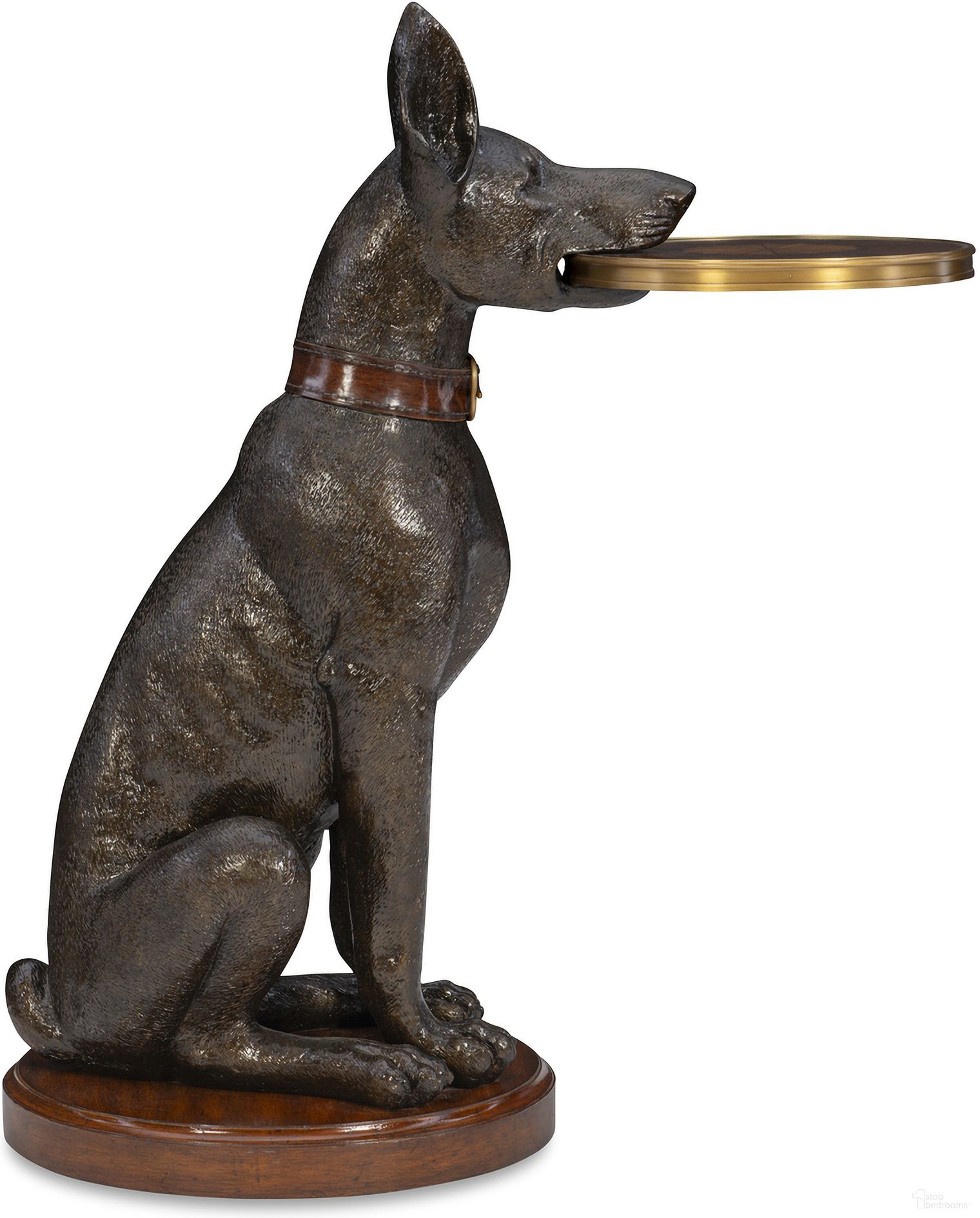 The appearance of Doberman Accent Table In Bronze designed by Maitland-Smith in the traditional interior design. This bronze piece of furniture  was selected by 1StopBedrooms from Maitland Smith Collection to add a touch of cosiness and style into your home. Sku: 8517-30. Material: Resin.