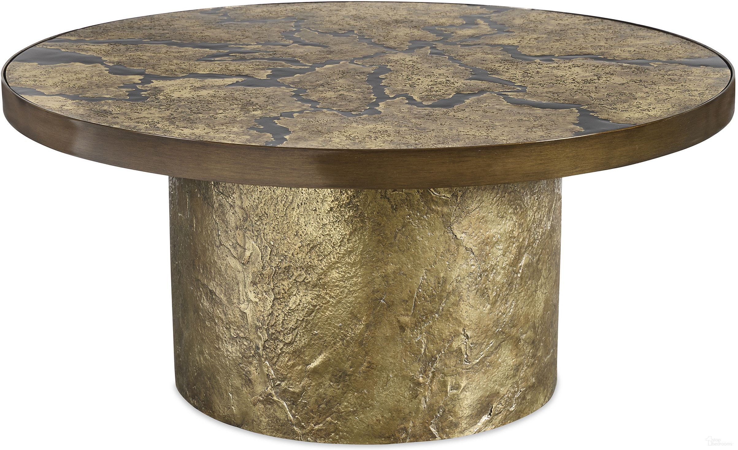 Flow Round Base Cocktail Table In Brass