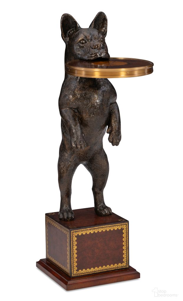 French Bulldog Accent Table In Brown