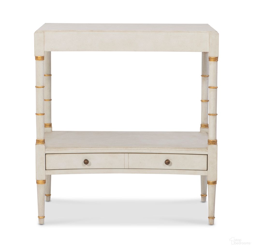 The appearance of Isabella Nightstand In Cream designed by Maitland-Smith in the transitional interior design. This cream piece of furniture  was selected by 1StopBedrooms from Maitland Smith Collection to add a touch of cosiness and style into your home. Sku: 8568-32. Material: Wood.