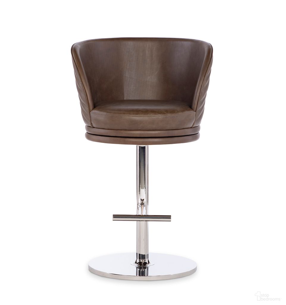 The appearance of Leo Counter Stool In Gray designed by Maitland-Smith in the modern / contemporary interior design. This gray piece of furniture was selected by 1StopBedrooms from Maitland Smith Collection to add a touch of cosiness and style into your home. Sku: 8498-42. Material: Genuine Leather.