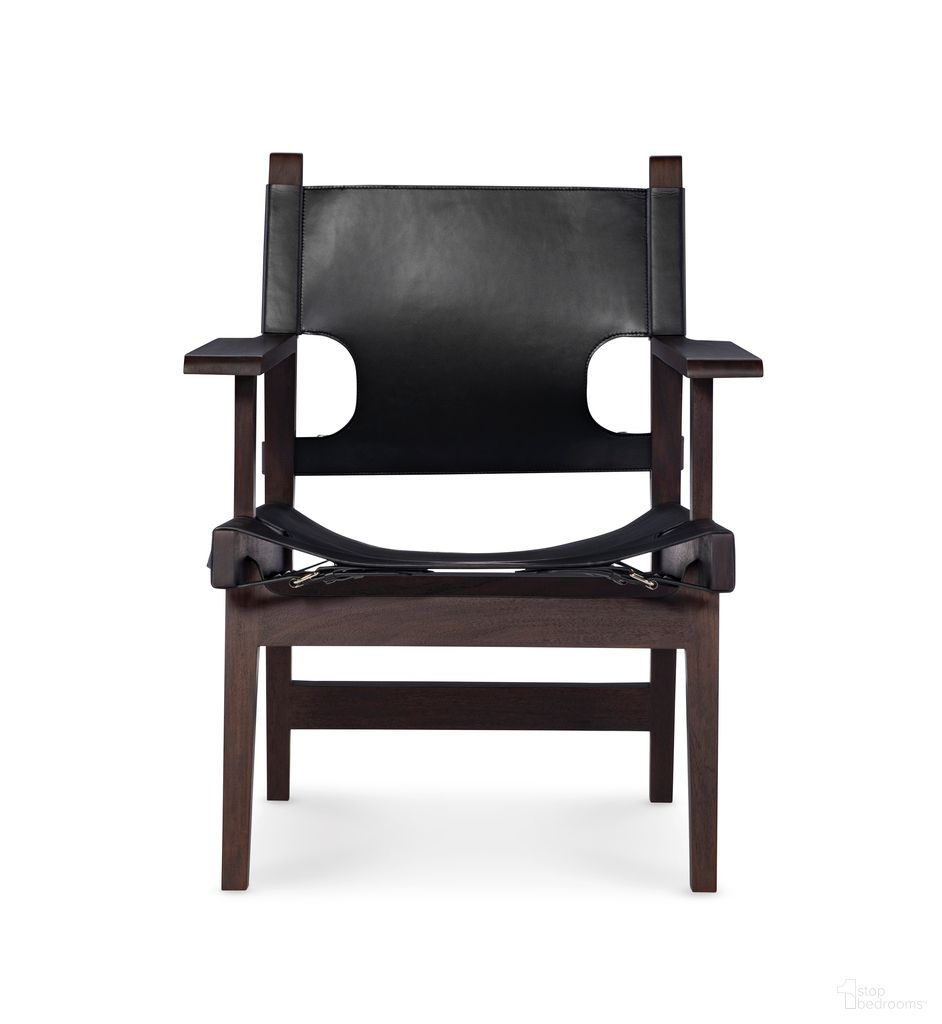 The appearance of Noah Camp Chair In Black designed by Maitland-Smith in the transitional interior design. This black piece of furniture was selected by 1StopBedrooms from Maitland Smith Collection to add a touch of cosiness and style into your home. Sku: 8498-43-B. Material: Genuine Leather.