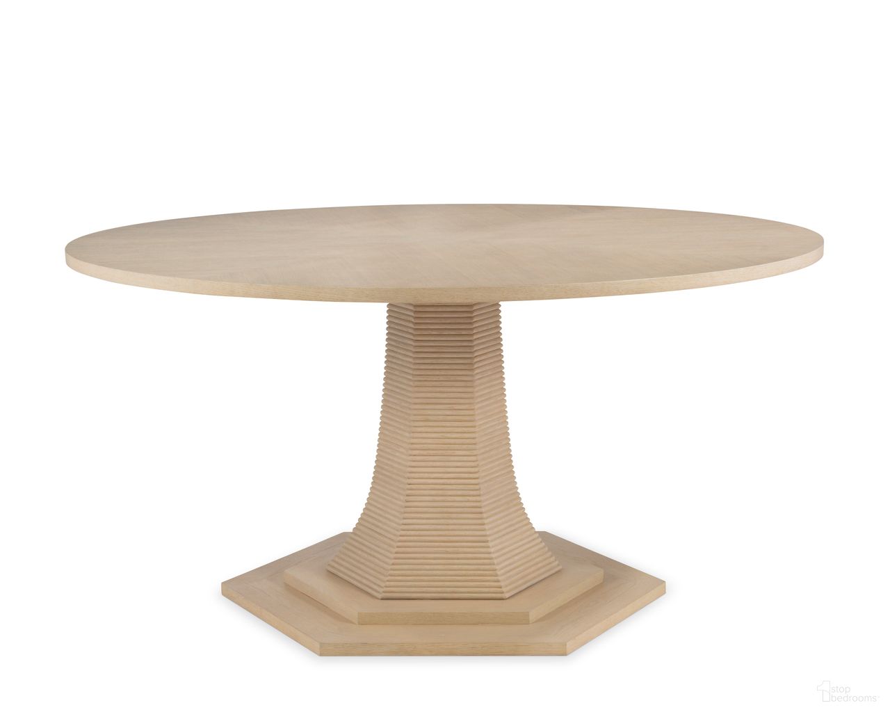 The appearance of Poppy Dining Table In Natural designed by Maitland-Smith in the transitional interior design. This natural piece of furniture  was selected by 1StopBedrooms from Maitland Smith Collection to add a touch of cosiness and style into your home. Sku: 8440-30. Table Base Style: Pedestal. Table Top Shape: Round. Material: Wood. Size: 60".