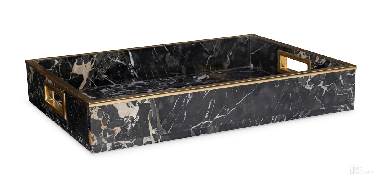 Maitland Smith Portoro Tray In Gold