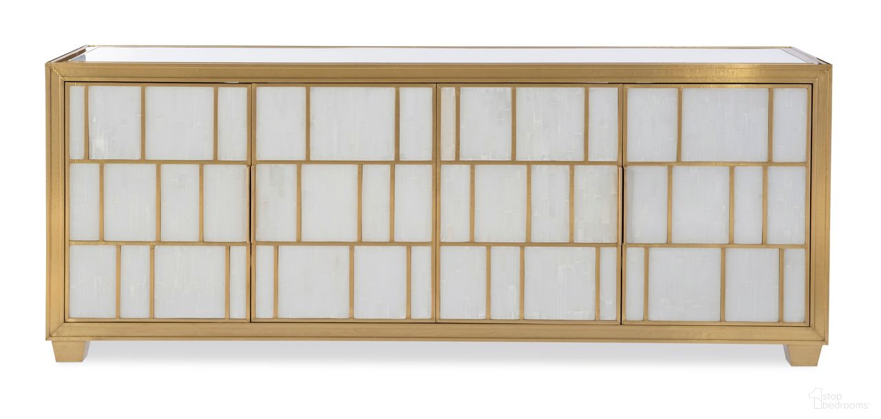 The appearance of Selenite Credenza In White designed by Maitland-Smith in the modern / contemporary interior design. This white piece of furniture was selected by 1StopBedrooms from Maitland Smith Collection to add a touch of cosiness and style into your home. Sku: 8539-51. Material: Metal.