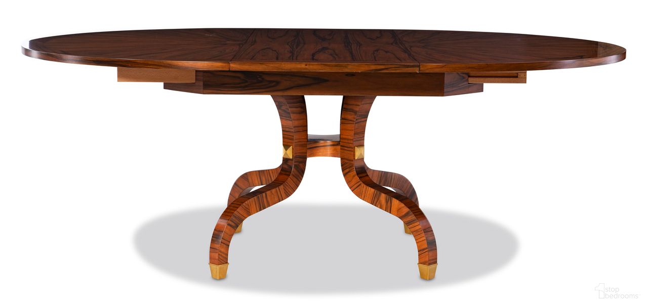 The appearance of Sparrow Dining Table In Brown designed by Maitland-Smith in the transitional interior design. This brown piece of furniture  was selected by 1StopBedrooms from Maitland Smith Collection to add a touch of cosiness and style into your home. Sku: 8568-35. Table Base Style: Trestle. Table Top Shape: Round. Material: Wood. Size: 60".