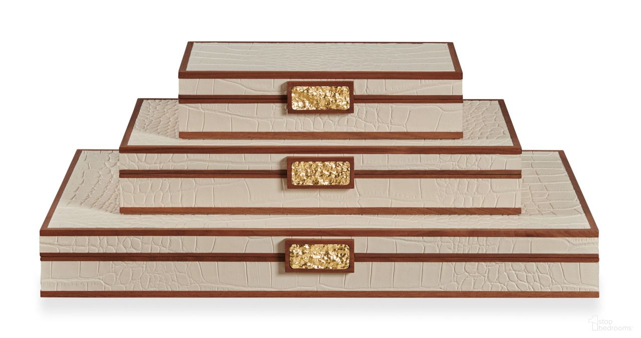 Maitland Smith Stacking Boxes In Cream