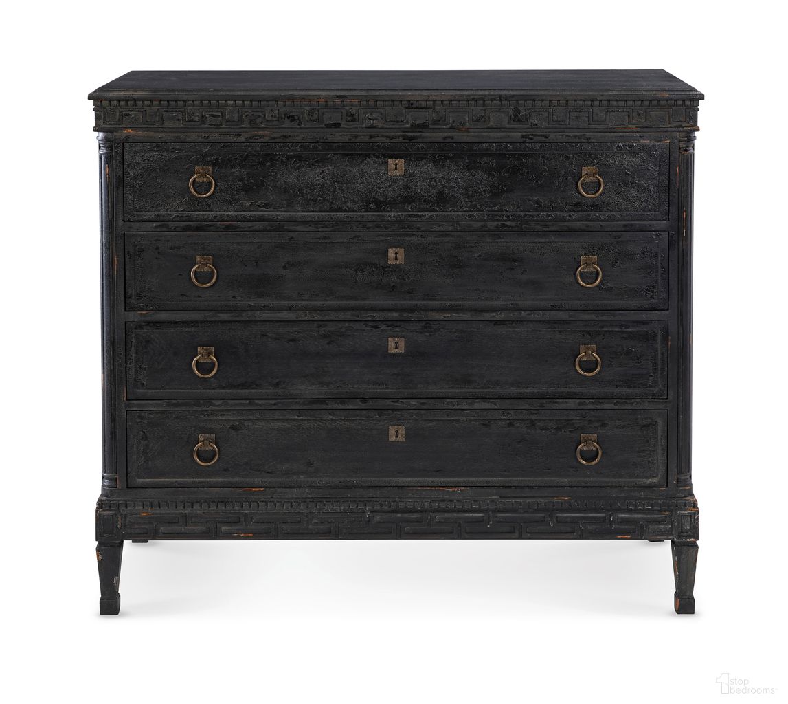 The appearance of Tate Chest In Black designed by Maitland-Smith in the traditional interior design. This black piece of furniture  was selected by 1StopBedrooms from Maitland Smith Collection to add a touch of cosiness and style into your home. Sku: 8469-50. Material: Wood.