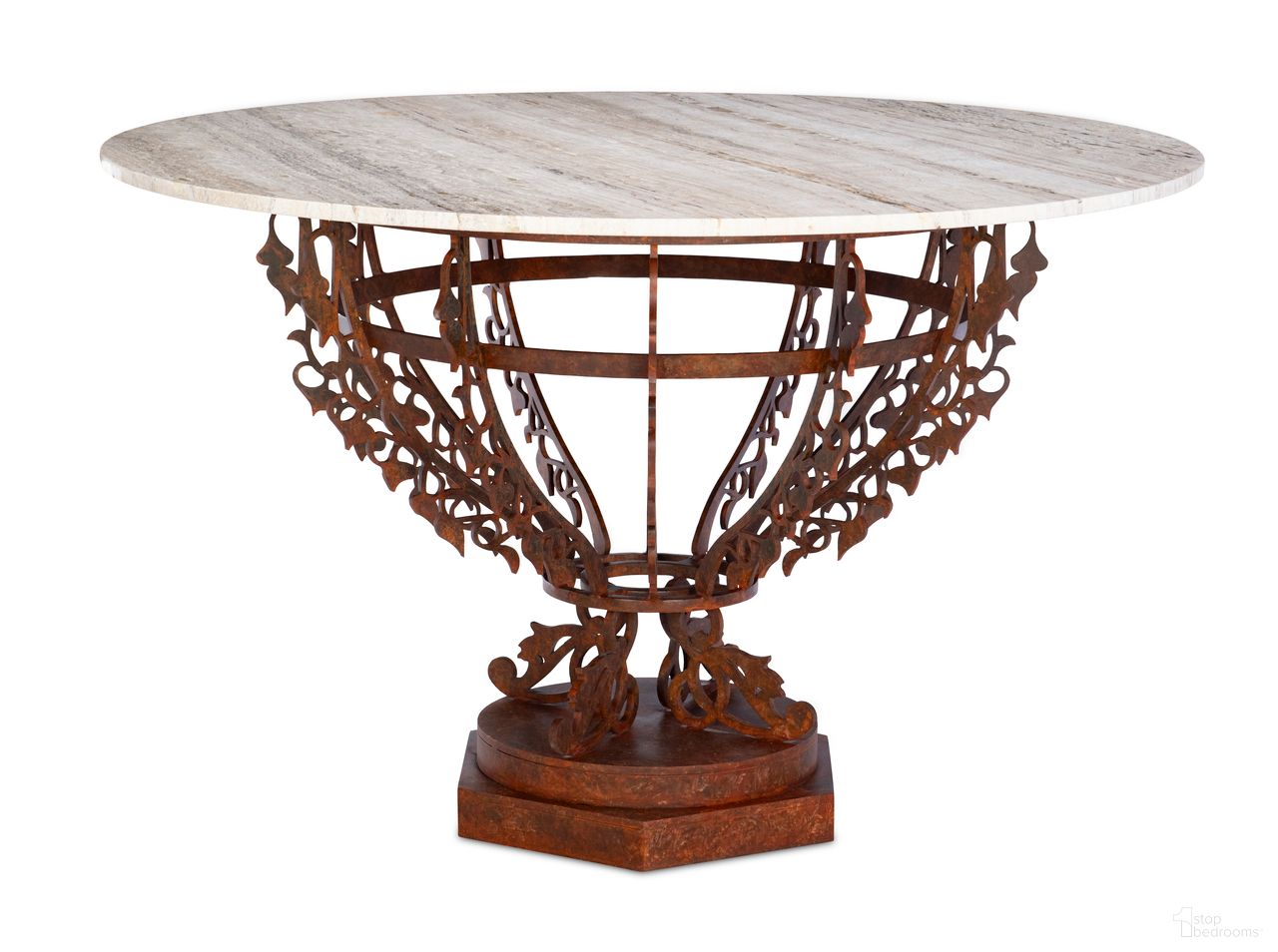 The appearance of Venetian Center Table In Brown designed by Maitland-Smith in the traditional interior design. This brown piece of furniture was selected by 1StopBedrooms from Maitland Smith Collection to add a touch of cosiness and style into your home. Sku: 8625-30. Table Base Style: Pedestal. Table Top Shape: Round. Material: Stone. Size: 50".