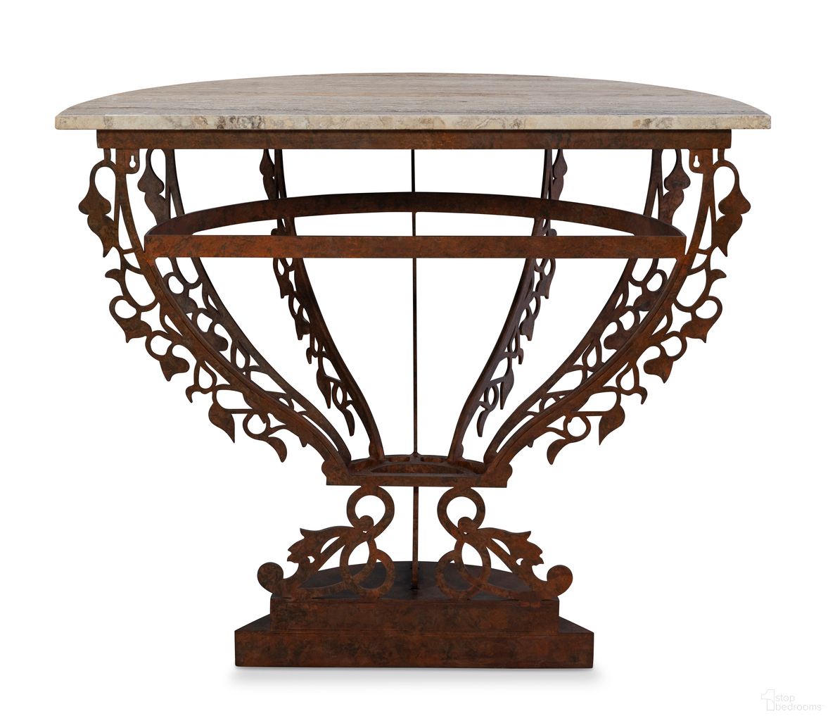 The appearance of Venetian Demilune Console In Brown designed by Maitland-Smith in the traditional interior design. This brown piece of furniture was selected by 1StopBedrooms from Maitland Smith Collection to add a touch of cosiness and style into your home. Sku: 8625-34. Material: Stone.