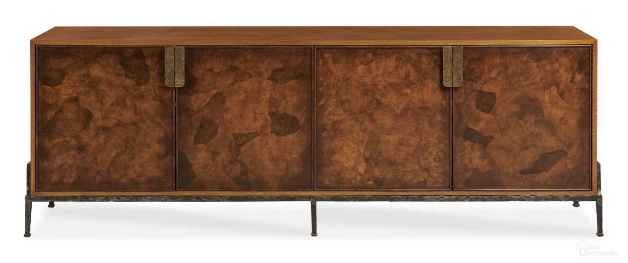 The appearance of Zion Credenza In Brown designed by Maitland-Smith in the transitional interior design. This brown piece of furniture was selected by 1StopBedrooms from Maitland Smith Collection to add a touch of cosiness and style into your home. Sku: 8443-51. Material: Wood.