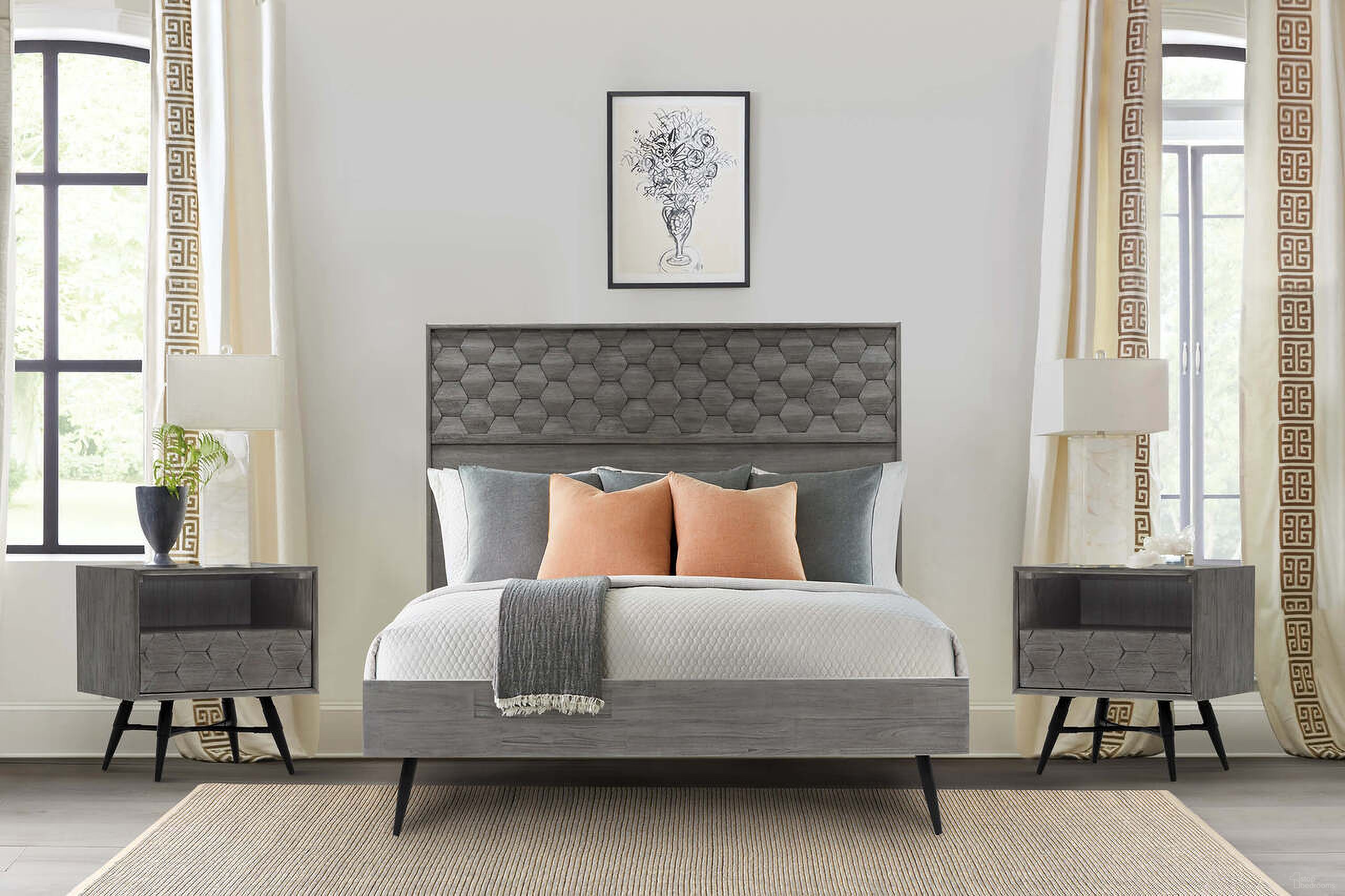 The appearance of Makena 3-Piece Queen Bedroom Set In Gray Acacia Wood designed by Armen Living in the modern / contemporary interior design. This natural piece of furniture was selected by 1StopBedrooms from Makena Collection to add a touch of cosiness and style into your home. Sku: LCMKBDTGQNBX1;LCMKBDTGQNBX2;LCMKBDTGQNBX3;LCMKLATG;LCMKLATG. Bed Type: Platform Bed. Material: Wood. Bed Size: Queen.
