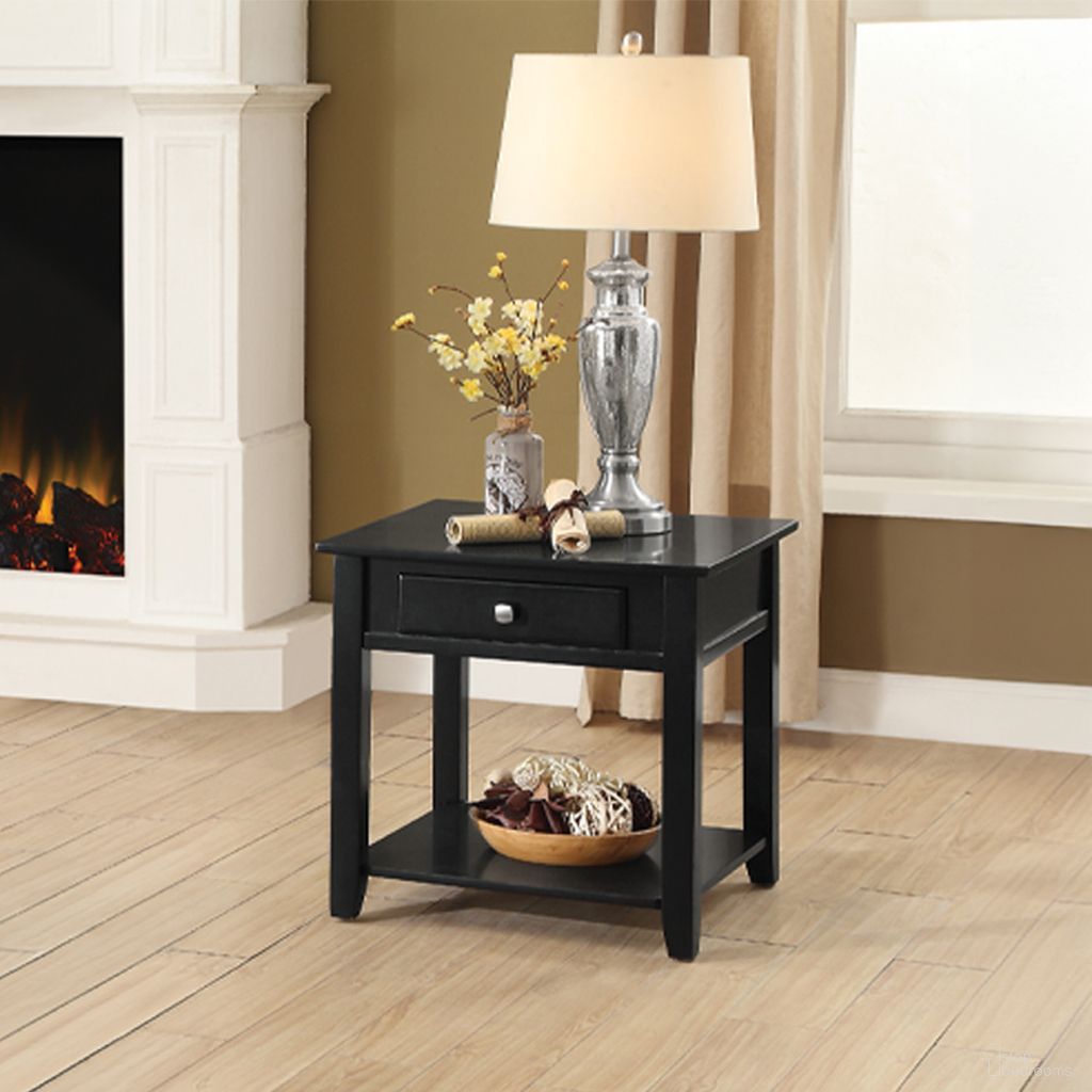 The appearance of Malachi Black End Table designed by ACME in the modern / contemporary interior design. This black piece of furniture was selected by 1StopBedrooms from Malachi Collection to add a touch of cosiness and style into your home. Sku: 82952. Material: Wood.