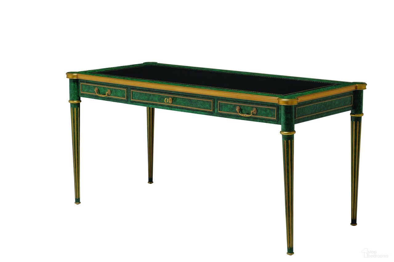 The appearance of Malaquita Desk In Malachite and Black designed by Maitland-Smith in the modern / contemporary interior design. This malachite/black piece of furniture  was selected by 1StopBedrooms from Maitland Smith Collection to add a touch of cosiness and style into your home. Sku: 8115-55. Material: Leather.
