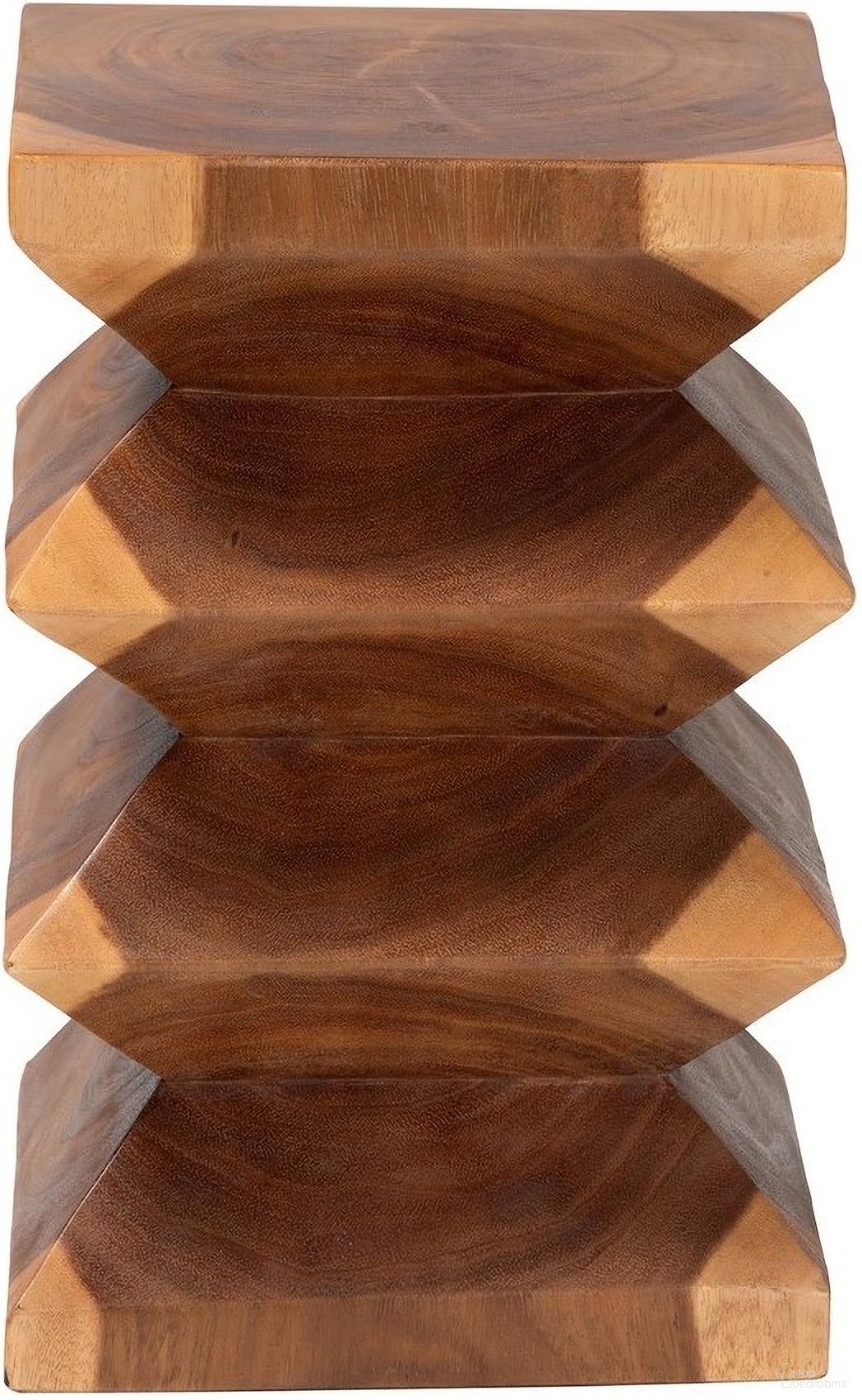 Malati Solid Suar Wood Side Table In Natural Brown
