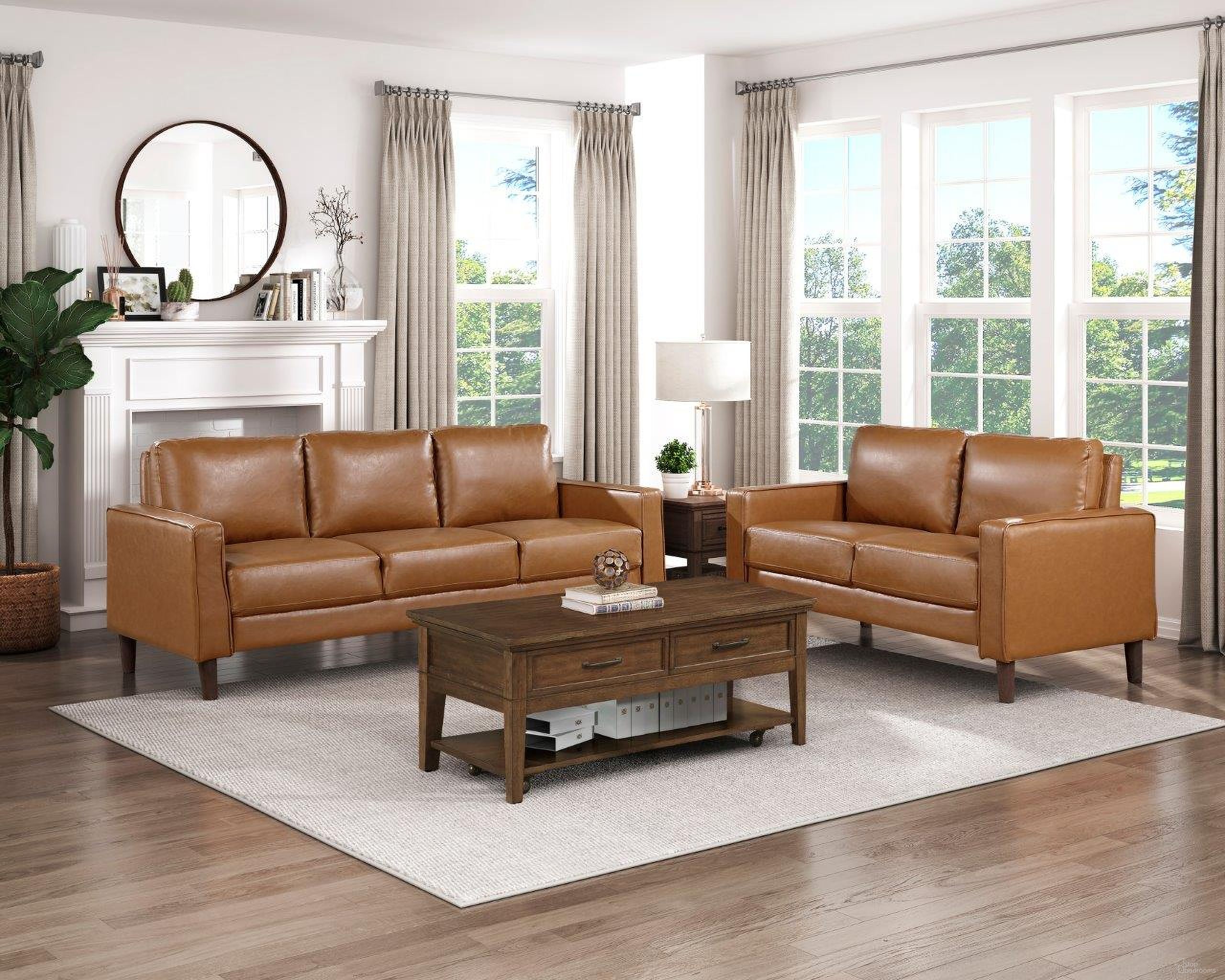 The appearance of Malcolm Brown Living Room Set designed by Homelegance in the modern / contemporary interior design. This brown piece of furniture was selected by 1StopBedrooms from Malcolm Collection to add a touch of cosiness and style into your home. Sku: 9203BRW-3;9203BRW-2. Material: Faux Leather.
