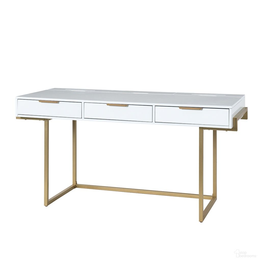 The appearance of Malcolm Desk In White designed by Karat Home in the modern / contemporary interior design. This white piece of furniture was selected by 1StopBedrooms from Malcolm Collection to add a touch of cosiness and style into your home. Sku: DKYL0892-WTE. Material: Engineered Wood.