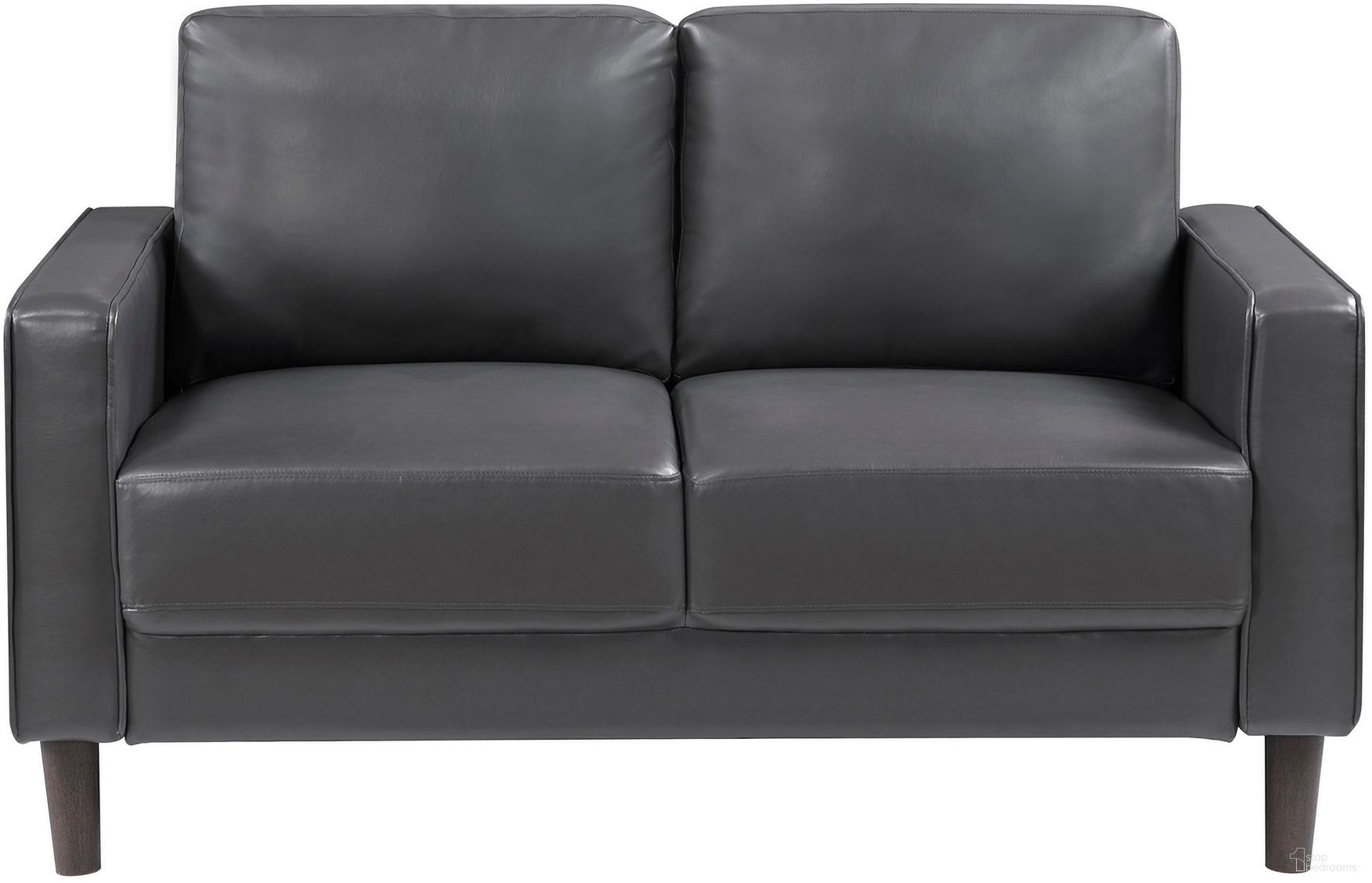 The appearance of Malcolm Loveseat In Dark Gray designed by Homelegance in the modern / contemporary interior design. This dark gray piece of furniture was selected by 1StopBedrooms from Malcolm Collection to add a touch of cosiness and style into your home. Sku: 9203DGY-2. Material: Faux Leather.