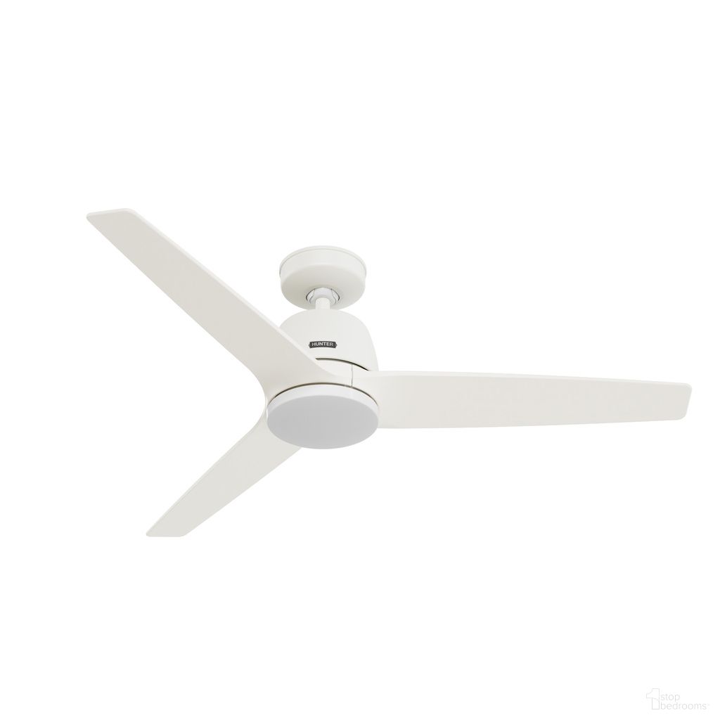 The appearance of Malden 52 Inch Ceiling Fan with LED Light Kit and Handheld Remote In Matte White designed by Hunter Fan in the transitional interior design. This matte white piece of furniture was selected by 1StopBedrooms from Malden Collection to add a touch of cosiness and style into your home. Sku: 53547. Material: Plastic.