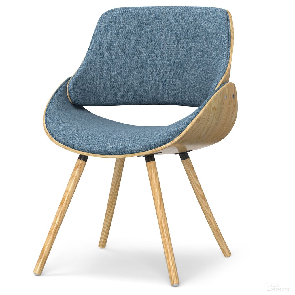 The appearance of Malden Linen Look Fabric Bentwood Dining Chair with Wood Back In Denim Blue and Light Brown designed by Simpli Home in the transitional interior design. This denim blue and light brown piece of furniture was selected by 1StopBedrooms from Malden Collection to add a touch of cosiness and style into your home. Sku: AXCMALW-LW-DBU. Material: Linen. Chair Type: Side Chair.