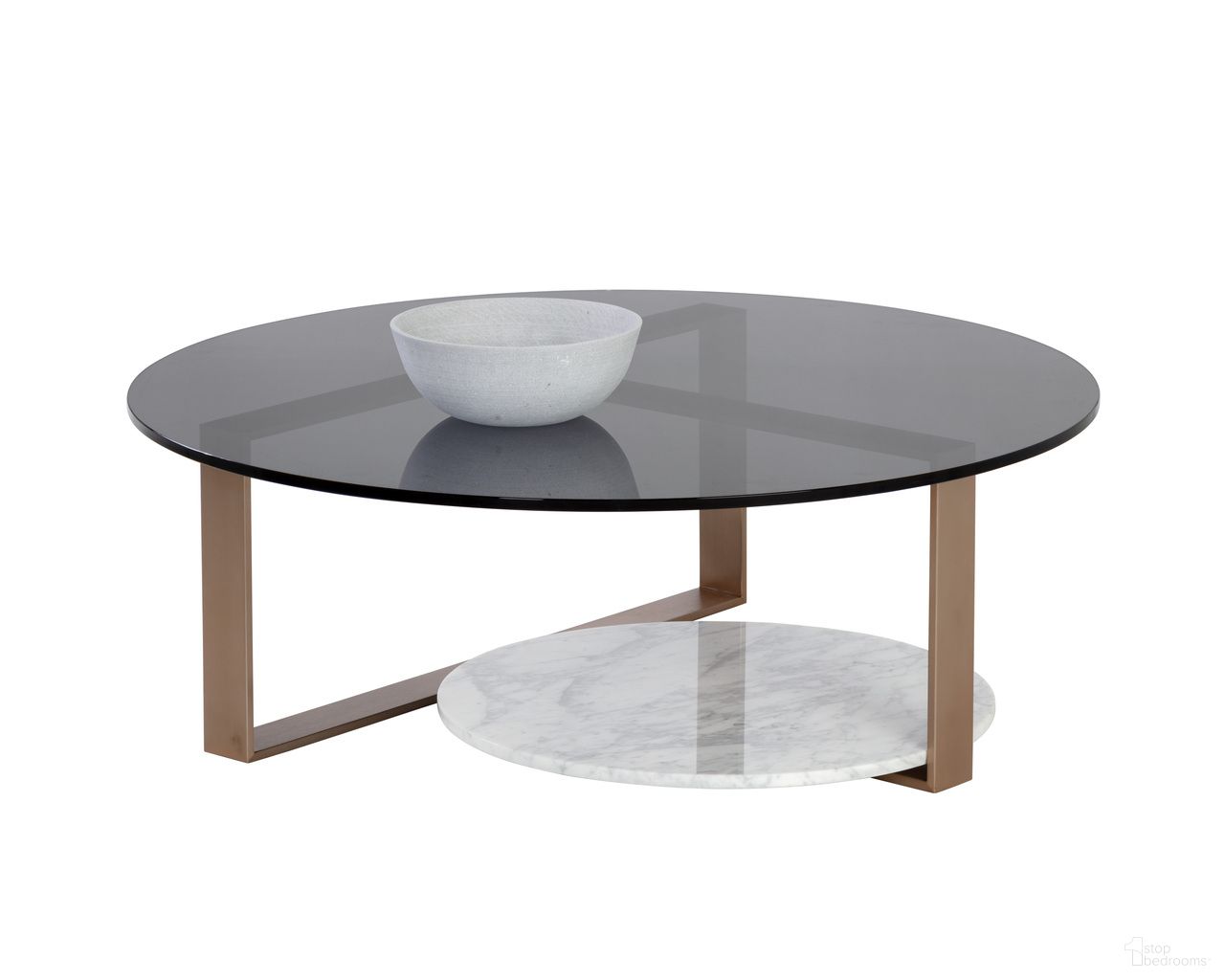 Maldini Coffee Table In Grey and Antique Brass