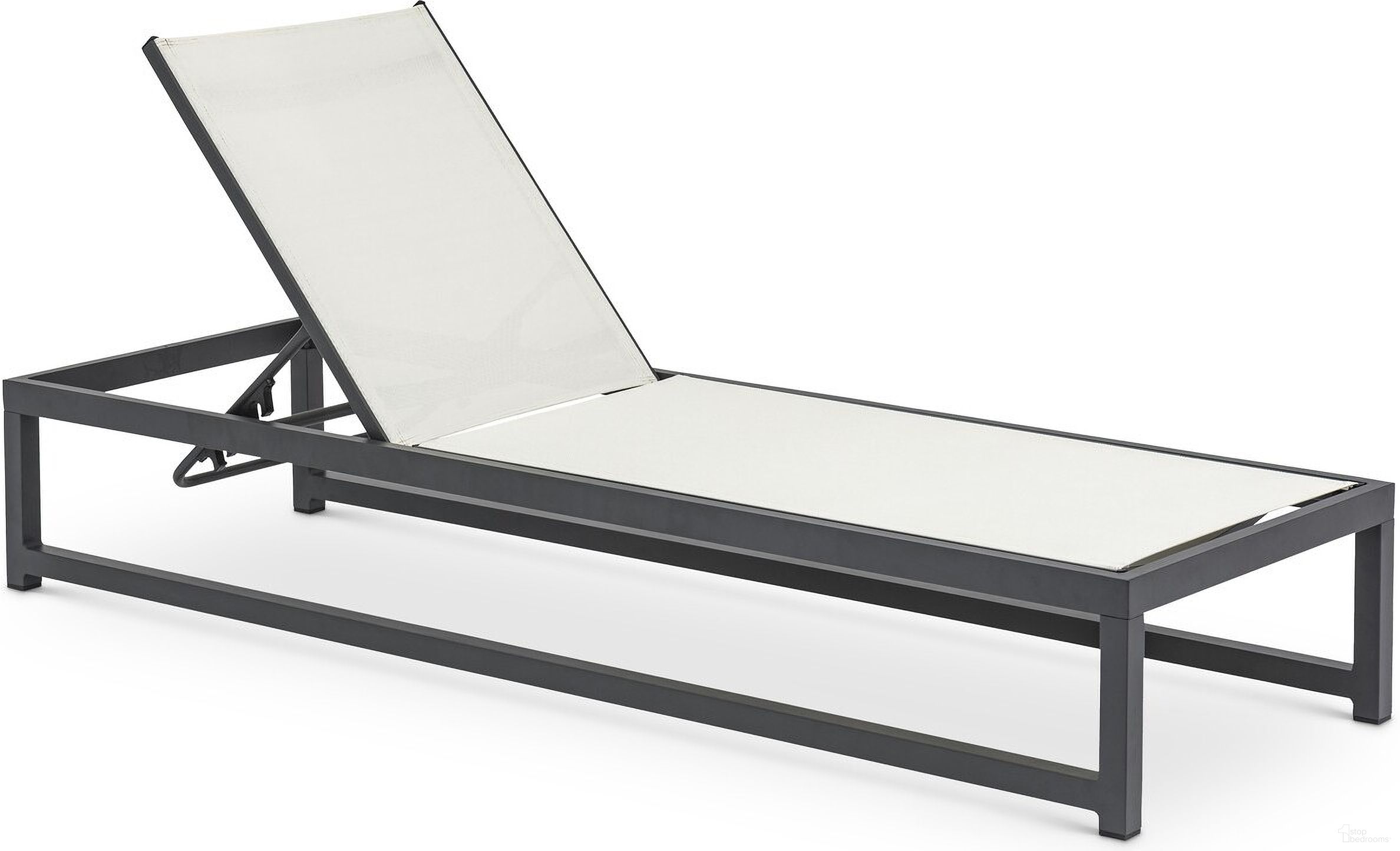Maldives Mesh Water Resistant Fabric Outdoor Patio Adjustable Sun Chaise Lounge Chair In Cream/Grey