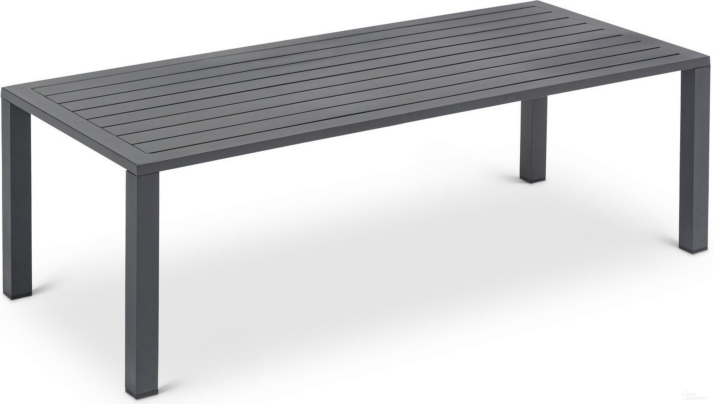 The appearance of Maldives Outdoor Patio Coffee Table In Grey designed by Meridian in the modern / contemporary interior design. This grey piece of furniture was selected by 1StopBedrooms from Maldives Collection to add a touch of cosiness and style into your home. Sku: 346Grey-CT. Material: Aluminum. Table Top Shape: Rectangular.